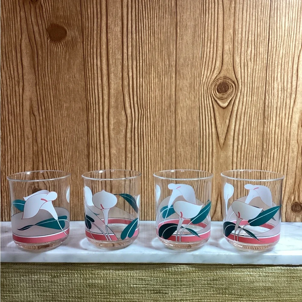 Rare Retro Vtg 1980’s Culver Nouveau Encounters Acrylic Whiskey Glasses set of 4